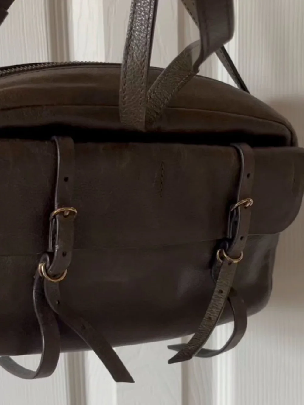 Vintage Banana Republic Camera Crossbody Bag Dark Olive Green #404499